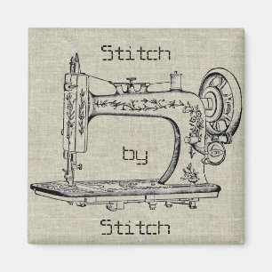Vintages Nähmaschinenheften nach Stich Magnet