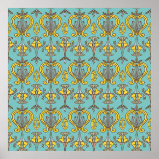 Vintages Nahtloses Jugendstil-Muster. Vintage Wand Poster