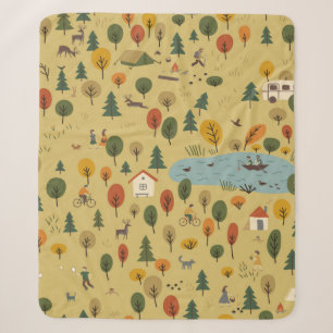 Vintages nahtloses Muster der Herbstwaldlandschaft Sherpadecke