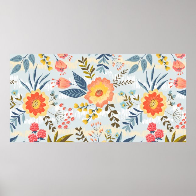 Vintages nahtloses Muster mit abstrakten Blume Poster (Vorne)