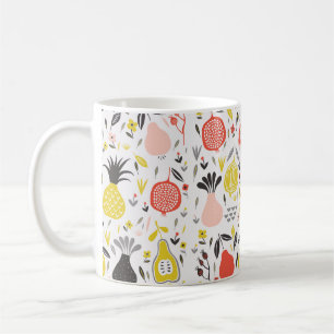 Vintages nahtloses Muster mit Obst, Blume und Kaffeetasse