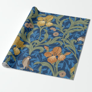 Vintages nahtloses Muster mit orangefarbener Iris Geschenkpapier