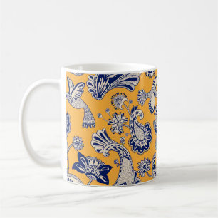 Vintages, nahtloses Muster mit Vögeln, pa Kaffeetasse