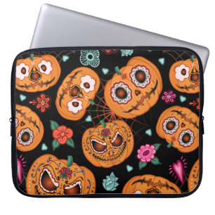 Vintages nahtloses Muster zu Halloween. Pumpkin, f Laptopschutzhülle