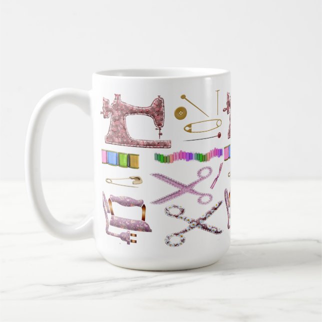 Vintages Nähzubehör für Seamstress Schneider Kaffeetasse (Links)