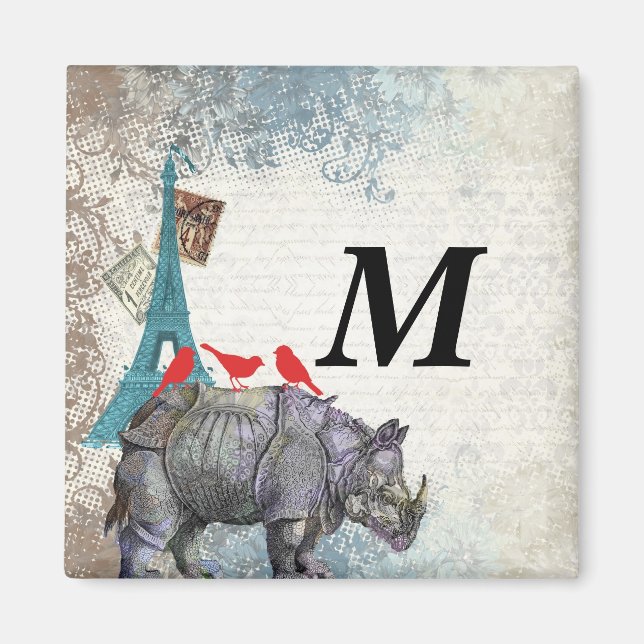 Vintages Nashorn Magnet (Vorne)