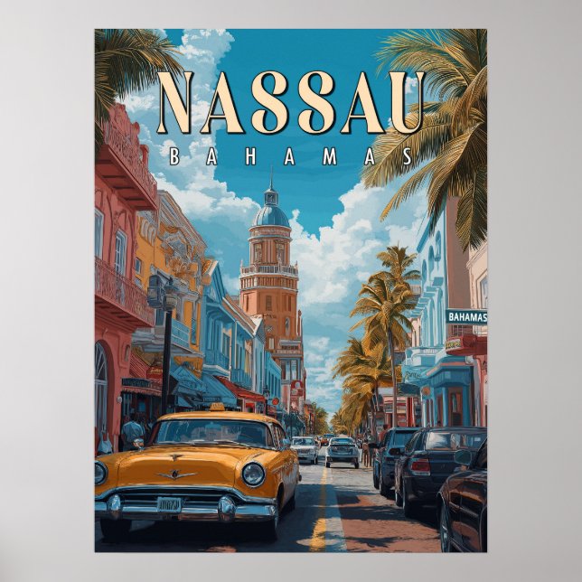 Vintages Nassau Bahamas Poster - Klassisches Tropi (Vorne)
