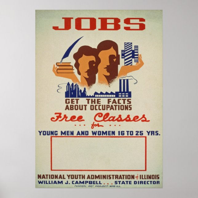 Vintages Nationales Jugendverwaltungsposter (IL) Poster (Vorne)