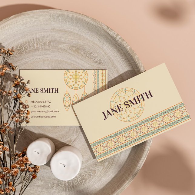 Vintages Native Dream Catcher Boho Chic Monogram Visitenkarte (Von Creator hochgeladen)