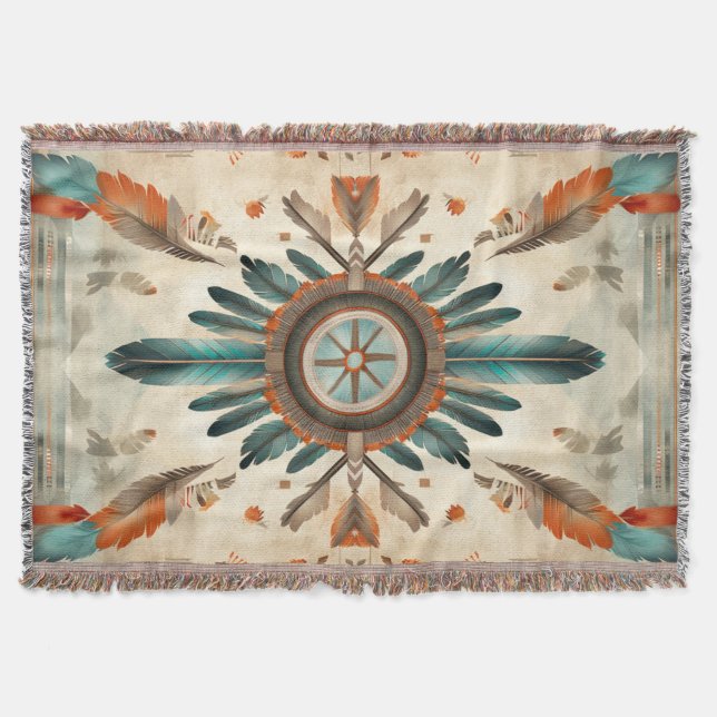 Vintages Native Feather Retro Dream Catcher Muster Decke (Vorderseite)