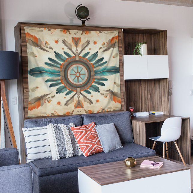 Vintages Native Feather Retro Dream Catcher Muster Wandteppich (Von Creator hochgeladen)