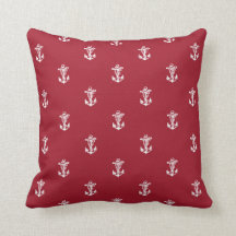 Vintages Nautic Anchor Muster Red Throw Pilz