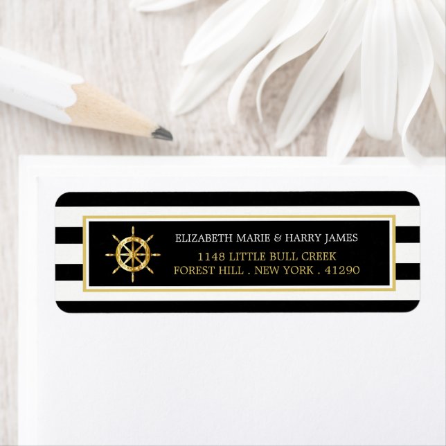 Vintages Nautical Gold Wheel, Black & Gold Wedding (Insitu)
