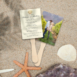 Vintages Nautical Seashell Foto Hochzeitsprogramm Fächer