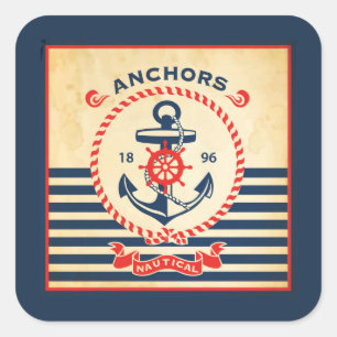 Vintages Nautikposter Quadratischer Aufkleber