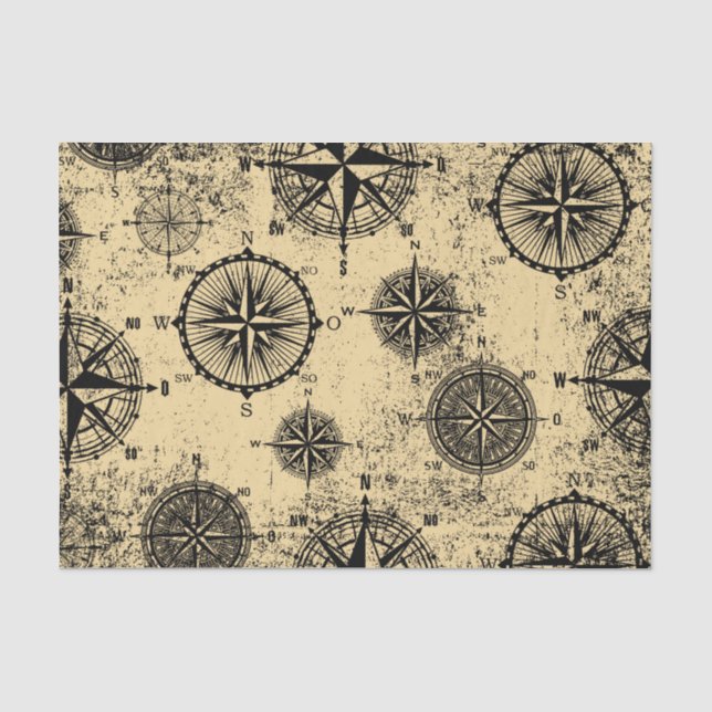 Vintages Nautische Muster Seidenpapier (Vorderseite)