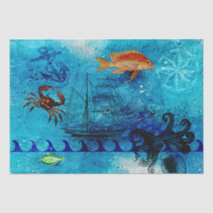 Vintages nautisches Tiefenblau Seidenpapier