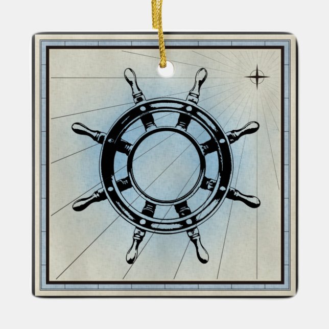 Vintages Navigationsrad Keramikornament (Vorderseite)
