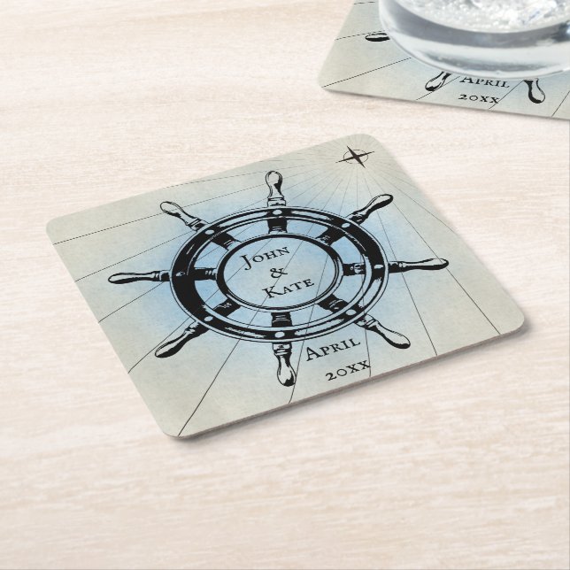 Vintages Navigationsrad Rechteckiger Pappuntersetzer (angewinkelt)