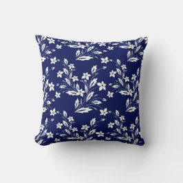 Vintages Navy Blue & White Floral Muster Kissen