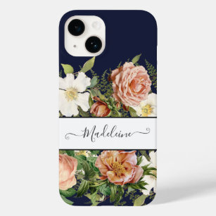 Vintages Navy Pink in White Floral w Hübsche Blume Case-Mate iPhone 14 Hülle