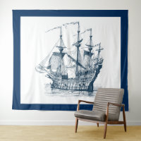 Vintages Navy/Weiß-Windsegelboot