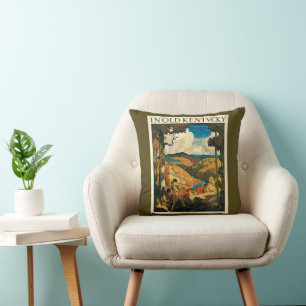 Vintages NC Wyeth Travel Poster in Old Kentucky Kissen