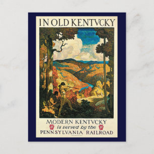 Vintages NC Wyeth Travel Poster in Old Kentucky Postkarte