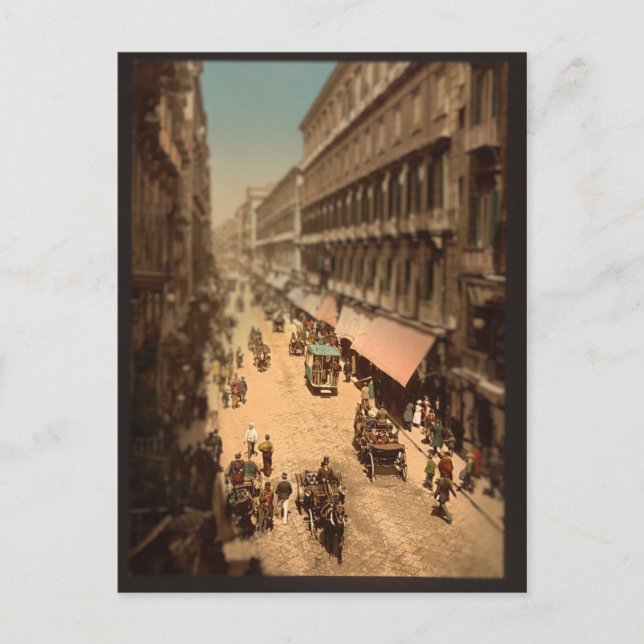 Vintages Neapel - Italien Straße - Miniatur Postkarte (Vorderseite)