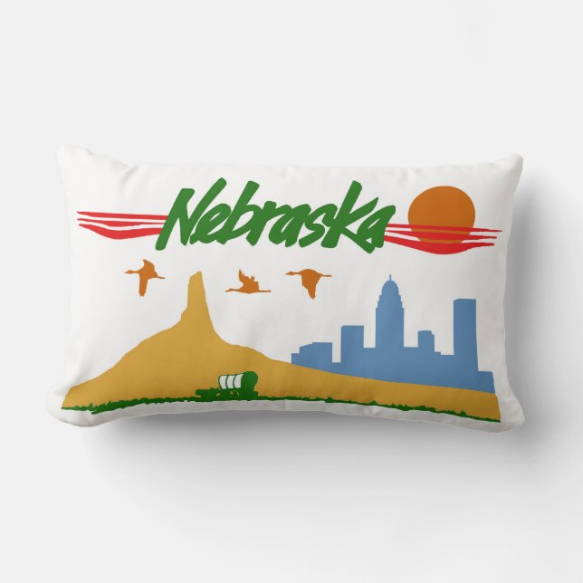 Vintages Nebraska-Kissen Lendenkissen (Vorderseite)