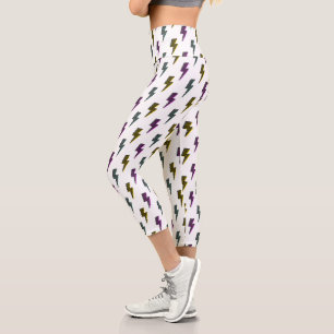 Vintages Neon-Blitz-Muster Capri Leggings
