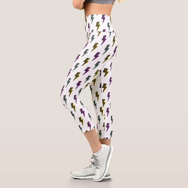 Vintages Neon-Blitz-Muster Capri Leggings (Links)