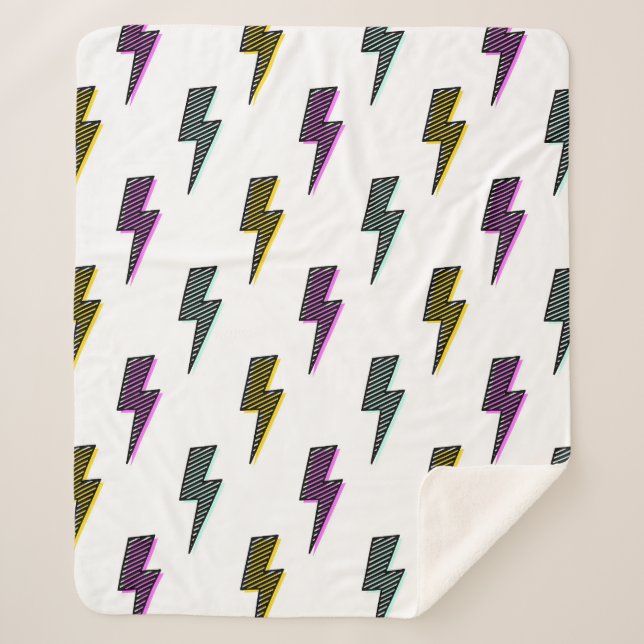 Vintages Neon-Blitz-Muster Sherpadecke (Vorderseite)