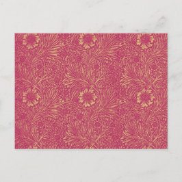Vintages Neonrosa hellgelbes Blumenmuster Postkarte