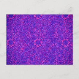 Vintages Neonrosa, leuchtend blaues Blumenmuster Postkarte