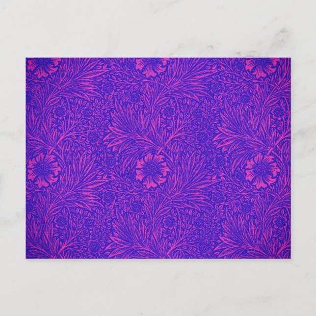 Vintages Neonrosa, leuchtend blaues Blumenmuster Postkarte (Vorderseite)