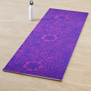 Vintages Neonrosa, leuchtend blaues Blumenmuster Yogamatte