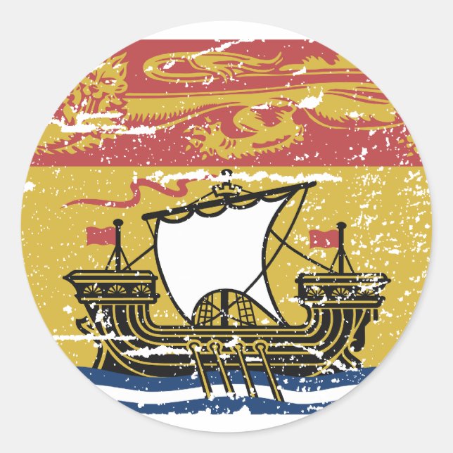 Vintages NEUES BRUNSWICK-Flag Runder Aufkleber (Vorderseite)