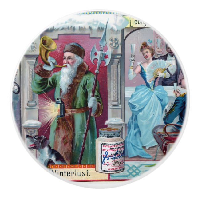 Vintages Neujahrsfest: Liebig-Werbung Keramikknauf (Vorderseite)