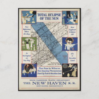 Vintages New England Eclipse Path 1932 Postkarte