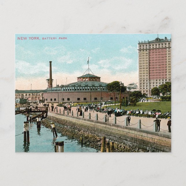 Vintages New York, Batteriepark Postkarte (Vorderseite)
