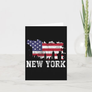 Vintages New York City Nyc Skyline Usa Flag Amerik Karte