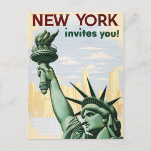 Vintages New York lädt Sie ein, zu reisen Anzeige Einladungspostkarte