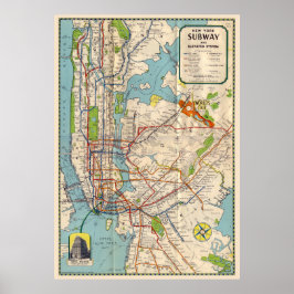 Vintages New Yorker U-Bahn-Fahrplan Poster