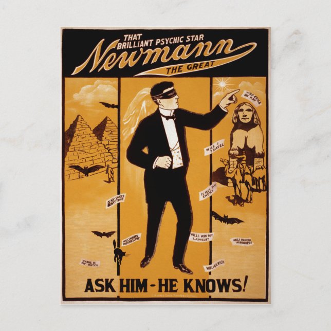 Vintages Newman Psychic Poster Postkarte (Vorderseite)