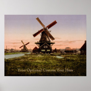 Vintages niederländisches Windmühlenplakat Poster