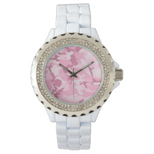 Vintages Niedlich-rosa Camouflage-Muster Armbanduhr