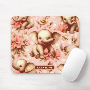 Vintages Niedliches Baby Elephant Muster Mousepad