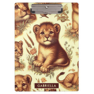 Vintages Niedliches Baby Lion Pattern Klemmbrett