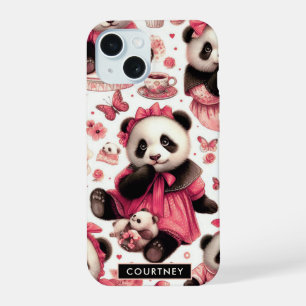Vintages Niedliches Baby Panda Nahtlos iPhone 15 Hülle